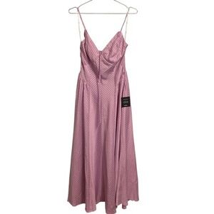 Lulus Lilac Purple White Striped Smocked Midi Dress V-Neck Spaghetti Strap Small